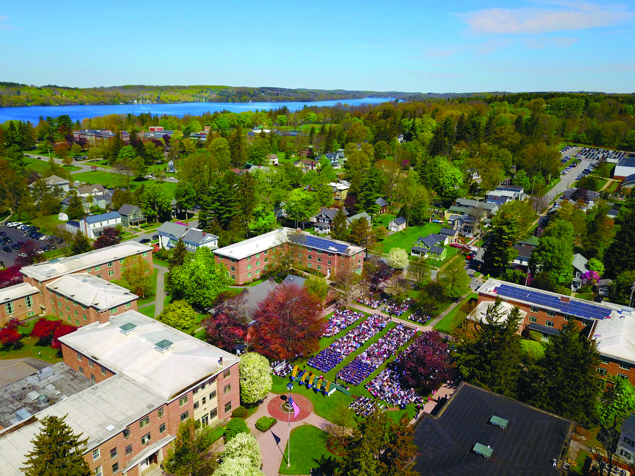 Cazenovia campus aerial graduation view